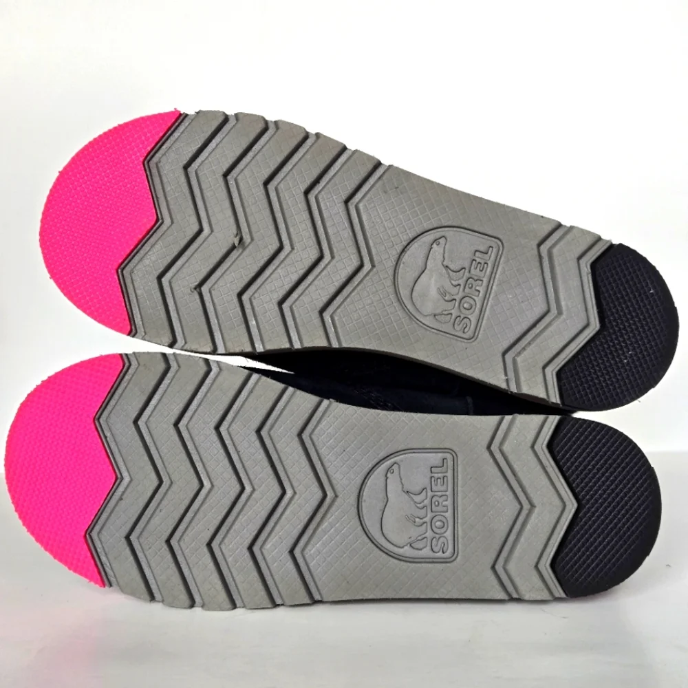 Sorel Rylee Waterproof Black Suede Warm Lined Pink Stars Toddler Girl Sz 5 Boots - Picture 7 of 8